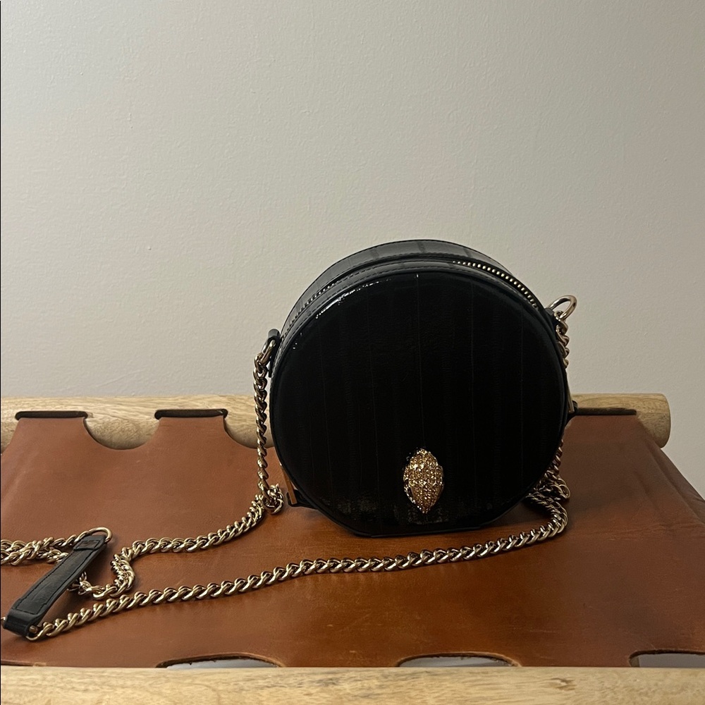 Kurt Geiger Elegant Black Textured Clutch with Gold Accent